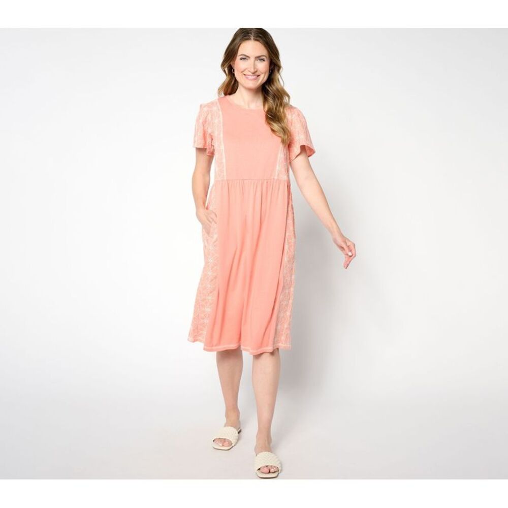 SUNNYLiFE Women's Dress Sz L Eyelet Mix Brown